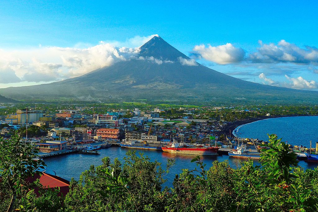 Mayon Volcano with water