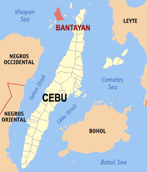 Bantayan location in the Philippines