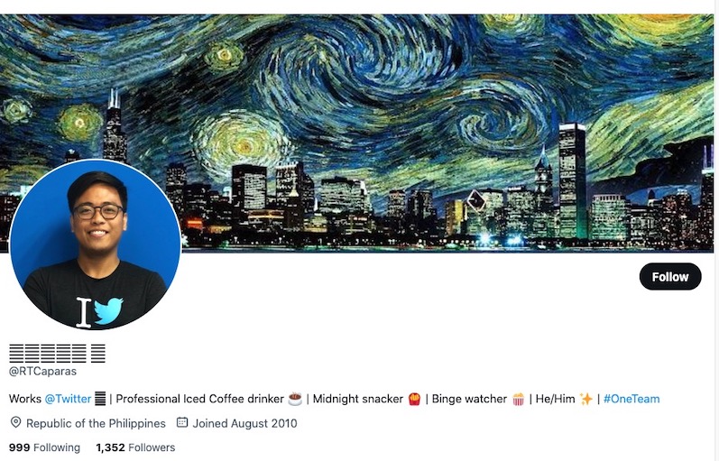 RT Caparas of Twitter